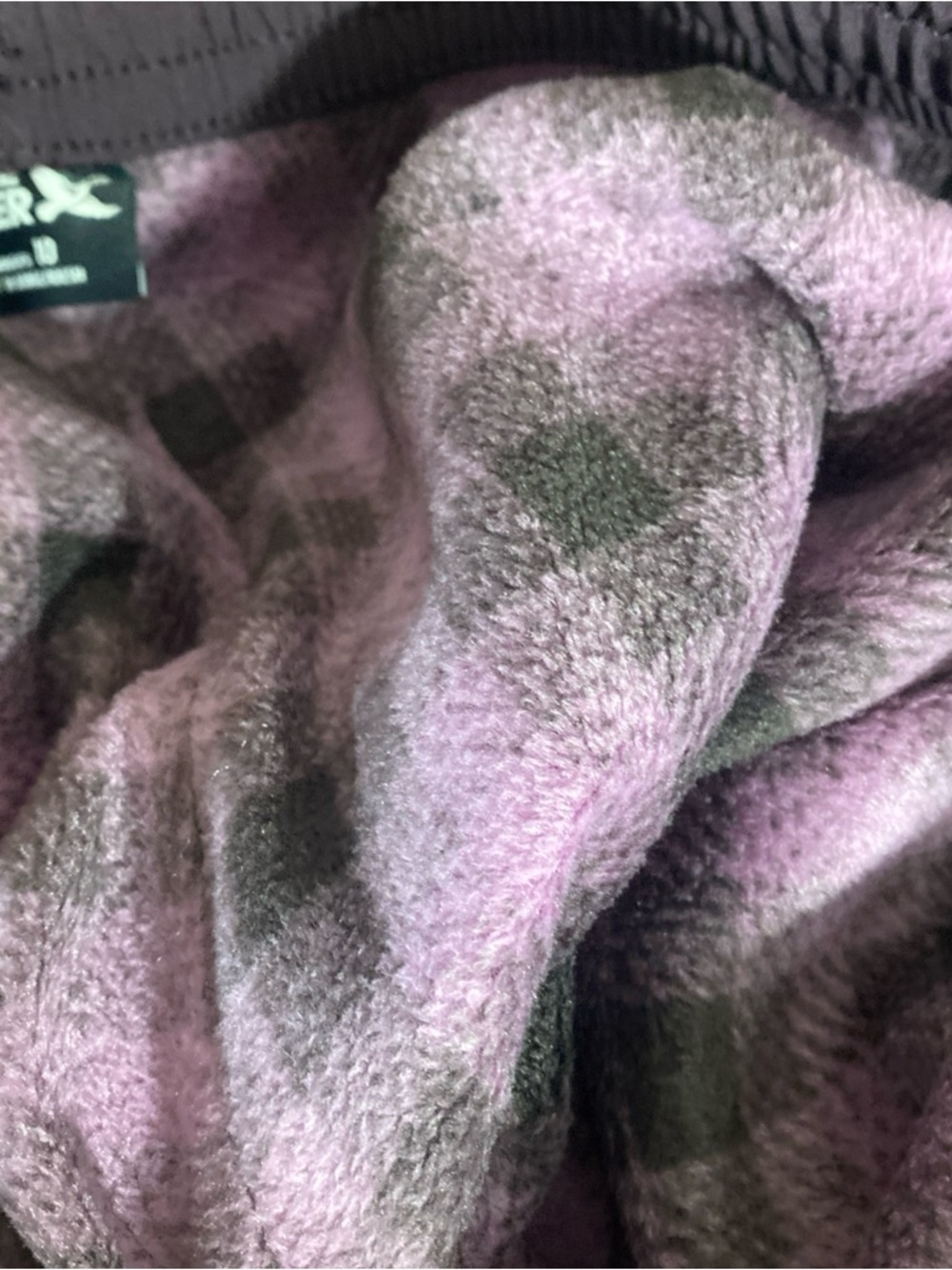 Eddie Bauer Eggplant Purple/Purple Black Plaid Fleece Lined 5 Pocket 3 Zip 10 - Picture 6 of 6